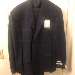 Jos A Bank 1905 Suit Navy Windowpane.